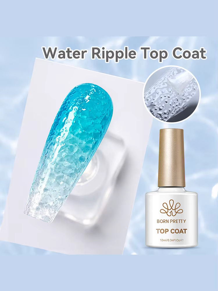 BORN PRETTY Gel de finition effet vague d'eau sans résidu, gel auto-nivelant pour manucure DIY avec 