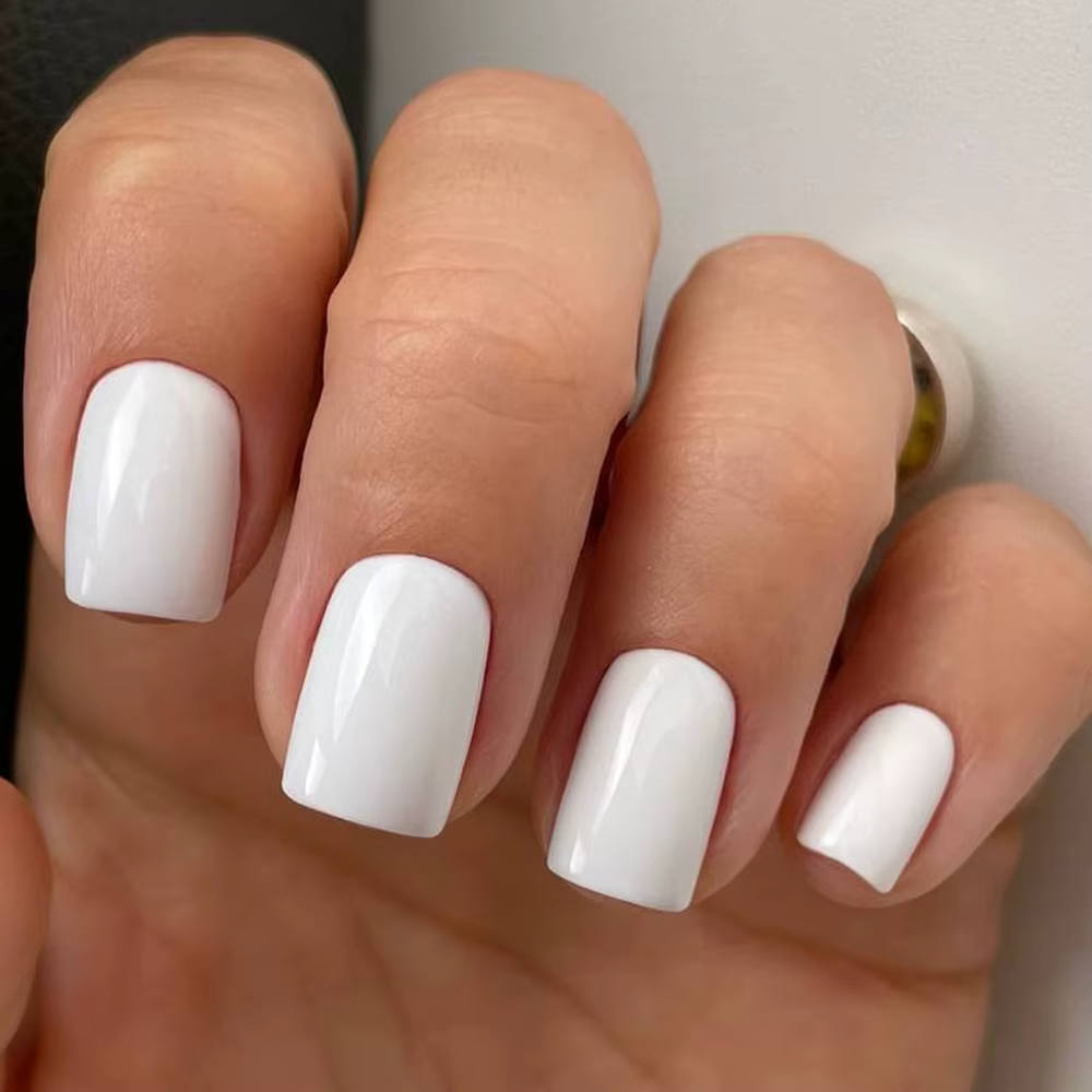 100 pièces blanc moyen carré faux ongles couverture complète acrylique artificiel faux ongles consei