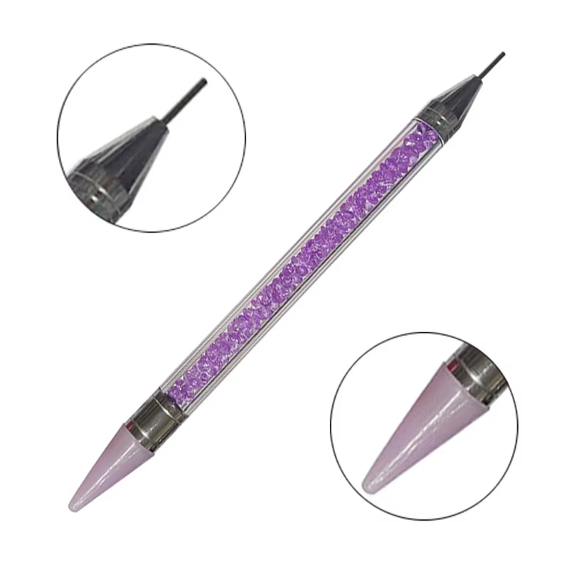 Stylo de cire blanc à double tête pour Nail Art, avec embellissement de diamant et sélecteur de stra