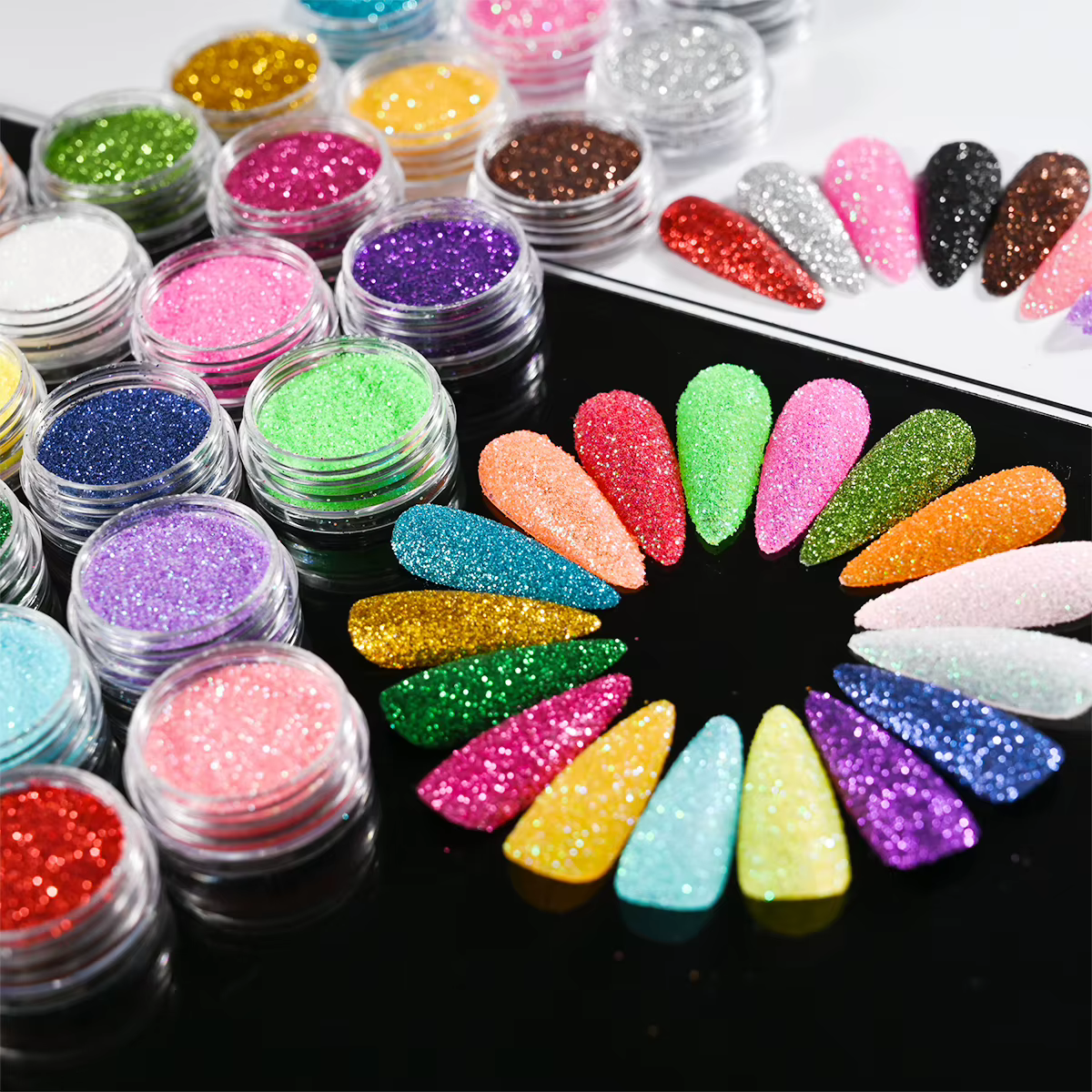 24 pièces/ensemble brillant holographique sucre fin poudre à ongles diamant Chrome Pigment poussière