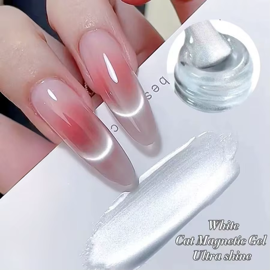 1-24 pièces WS blanc argent oeil de chat Gel magnétique vernis à ongles Ultra brillance tremper Gel 