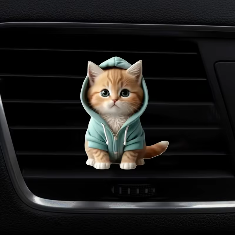 Aromathérapie de voiture en acrylique chat mignon, parfum longue durée, clip de ventilation, décorat