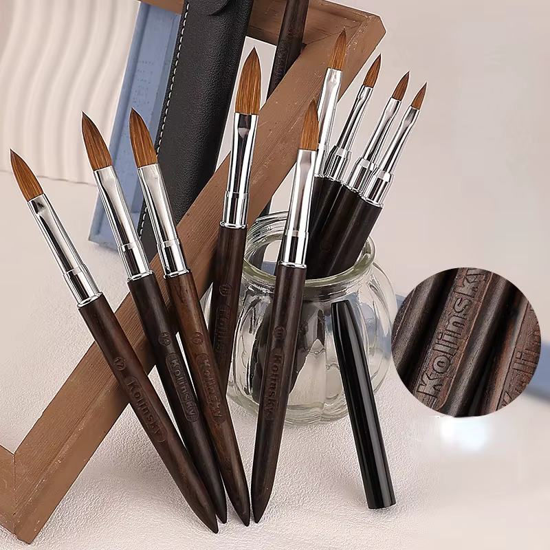 Kolinsky – brosse à ongles en acrylique, manche en bois de santal violet, stylo de sculpture sur Gel
