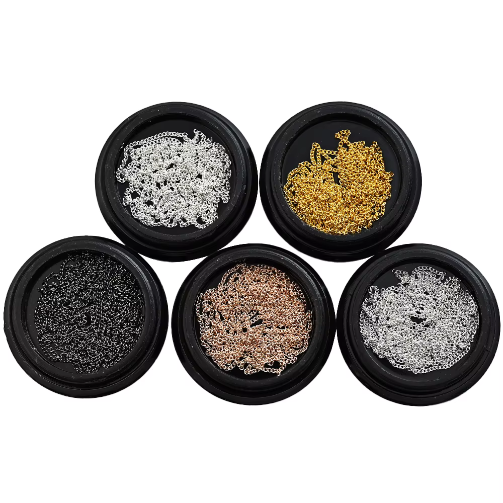 Chaîne métallique de 100CM pour Nail Art, strass, clous en alliage d'or/argent, chaînes de décoratio