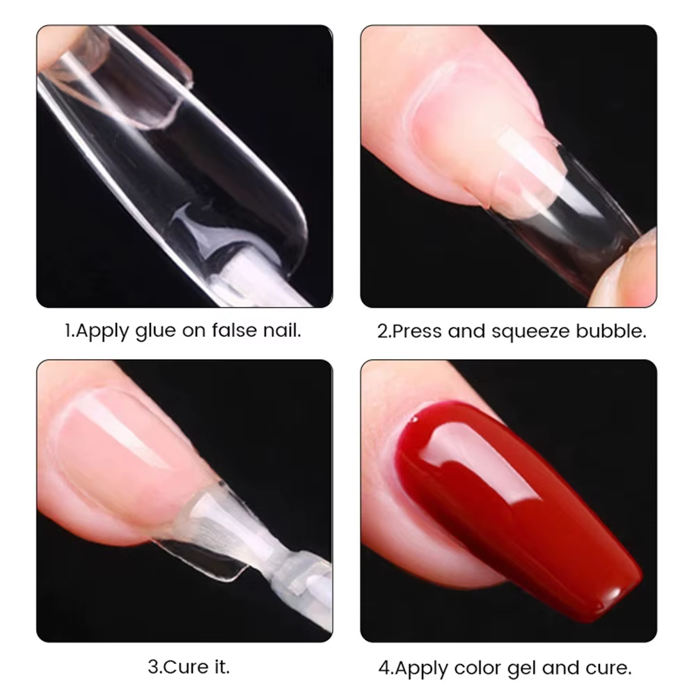 550 pièces de pointes d'ongles en Gel souple, cercueil d'amande moyen court, couverture complète, ou