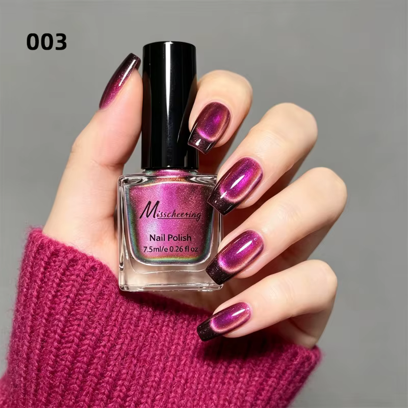 Vernis à ongles magnétique polarisé effet œil de chat irisé, sans lampe UV/LED, à retirer par trempa
