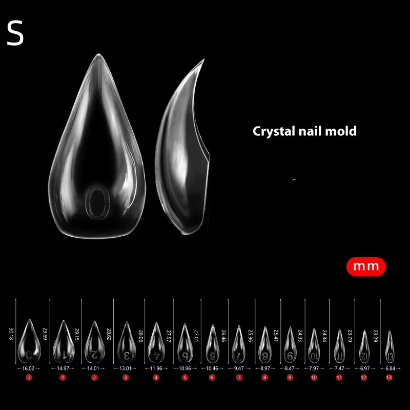 140 pièces/boîte – Moule à ongles courbé court type stiletto, double forme, extension d'ongles acryl