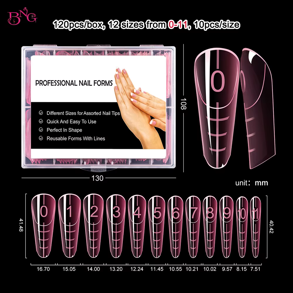 BNG français ongles double formes carré amande Extension d'ongle moules rose moule de construction r