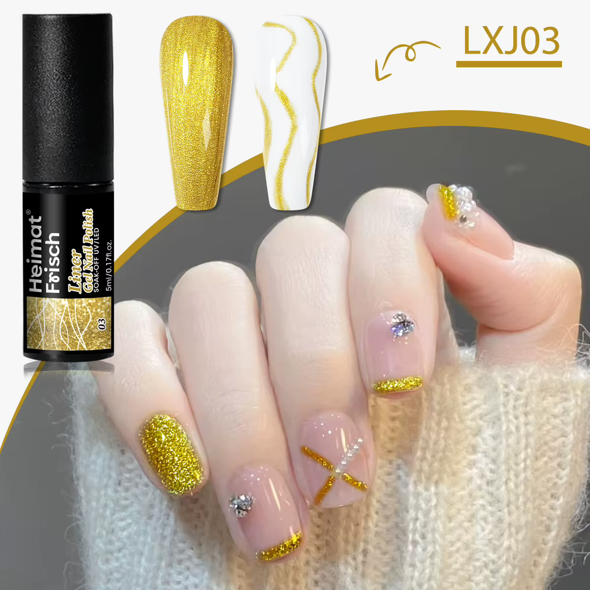 Vernis à ongles gel de peinture 5 ml, art au trait et nail art français, conception de peinture chro