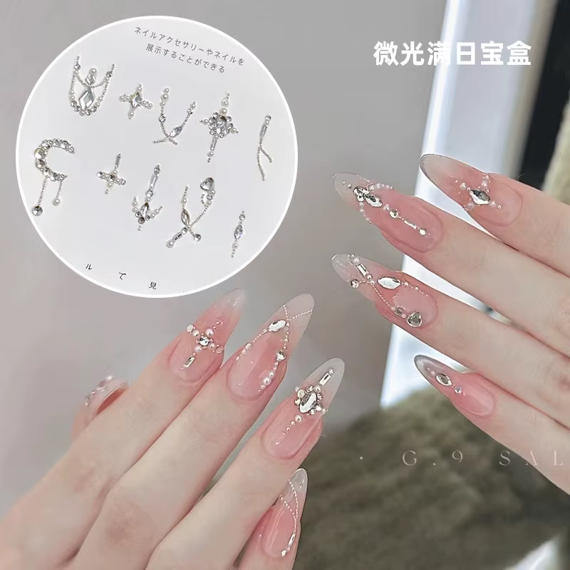 Breloques pour ongles 3D élégantes en strass bleus, multi-styles de luxe, décorations pour Nail Art,
