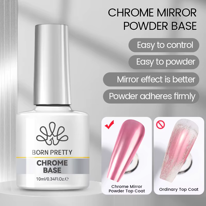 BORN PRETTY Vernis à ongles gel à base de chrome 10 ml, paillettes métalliques, super brillant, à fa