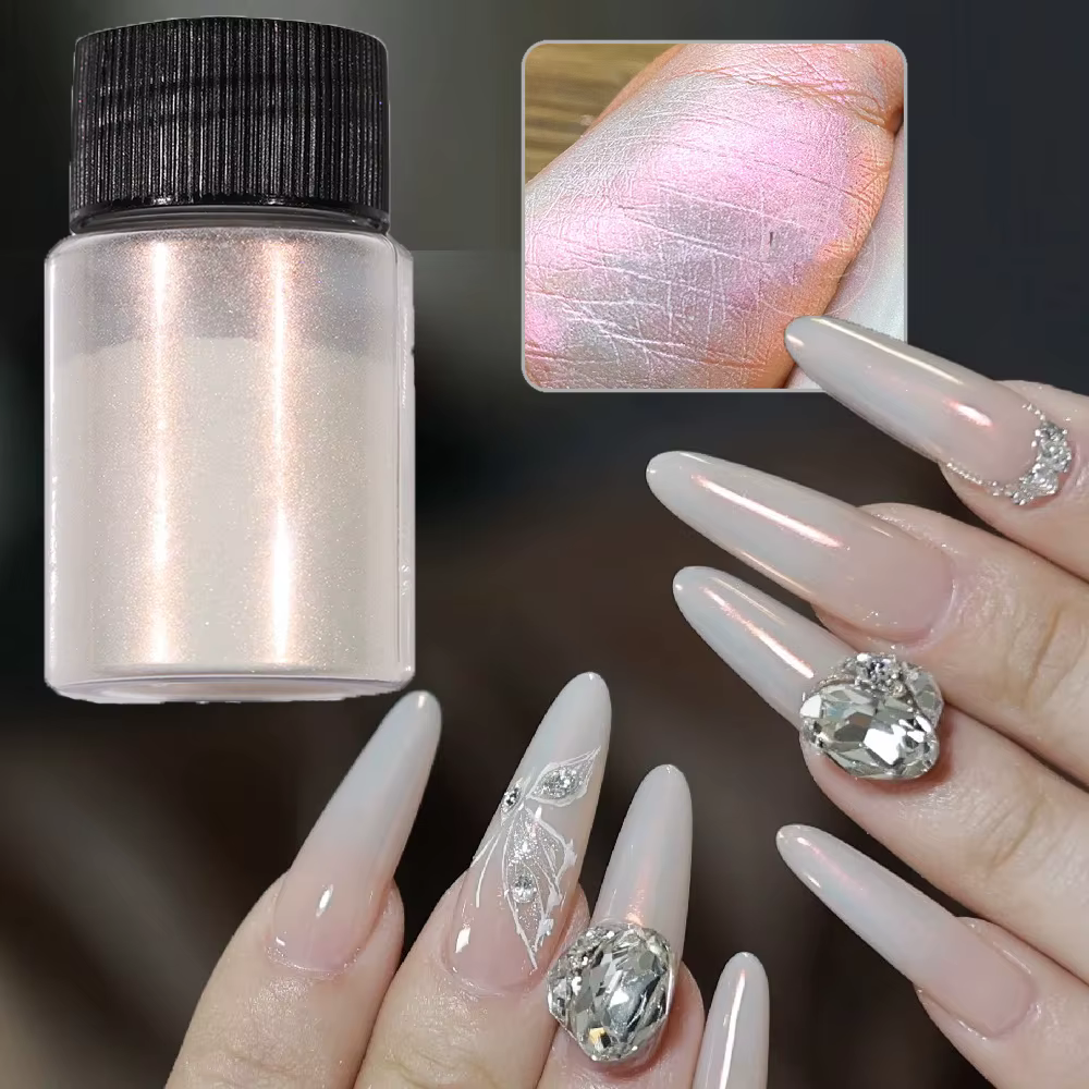 6 couleurs/ensemble Aurora sirène Chrome poudre à ongles blanc perle irisée Mica poudre caméléon pai