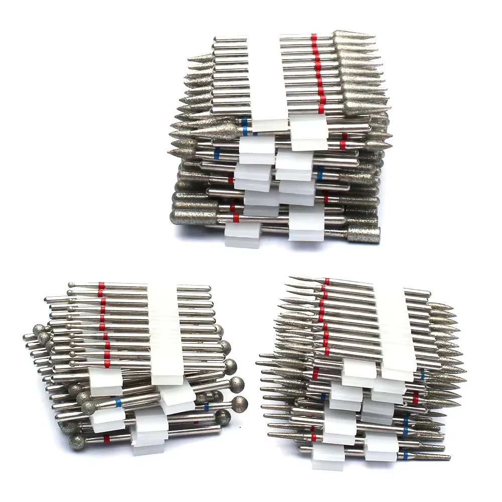 Jeu de forets à ongles diamantés de sécurité professionnelle, mèches à cuticules en carbure de 3/32
