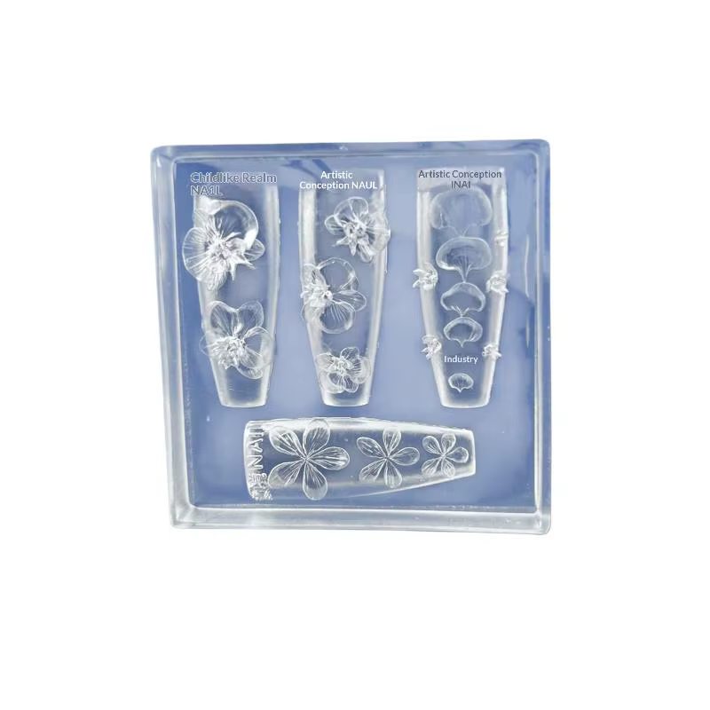 Moule à ongles en Silicone Transparent 3D, décorations pour Nail Art, fleur de Phalaenopsis, modèles