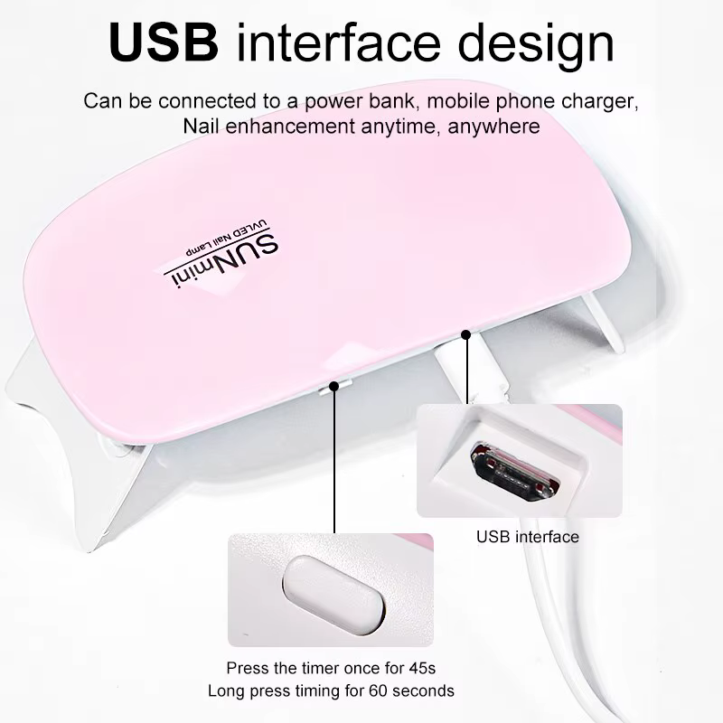 Mini Sèche-Ongles Portable 6W, Lampe de Manucure UV à Usage Domestique, pour le vaccage du Verhérita