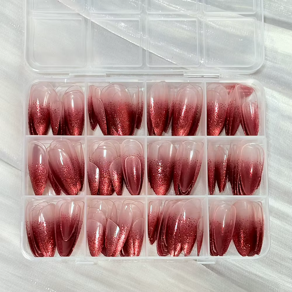Faux ongles carrés courts abricot, couleur unie, faits à la main, amande brillante, manucure, amovib