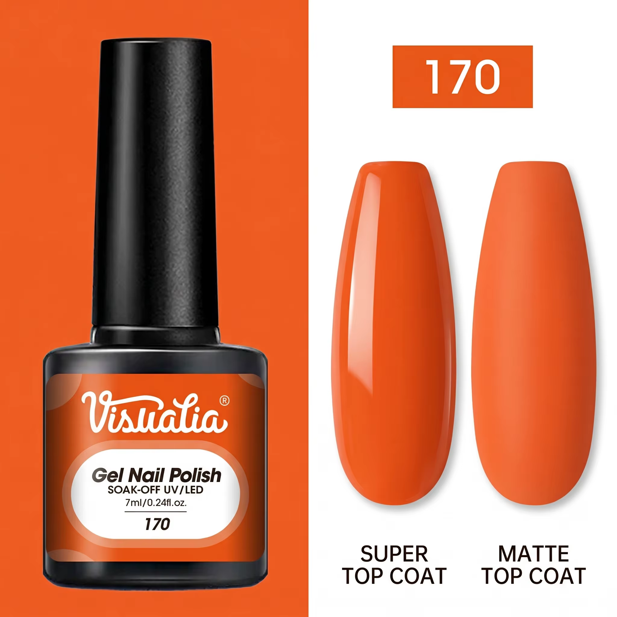 Orange monocolore - vernis à ongles gel, longue tenue et facile à appliquer à la maison, adapté aux 