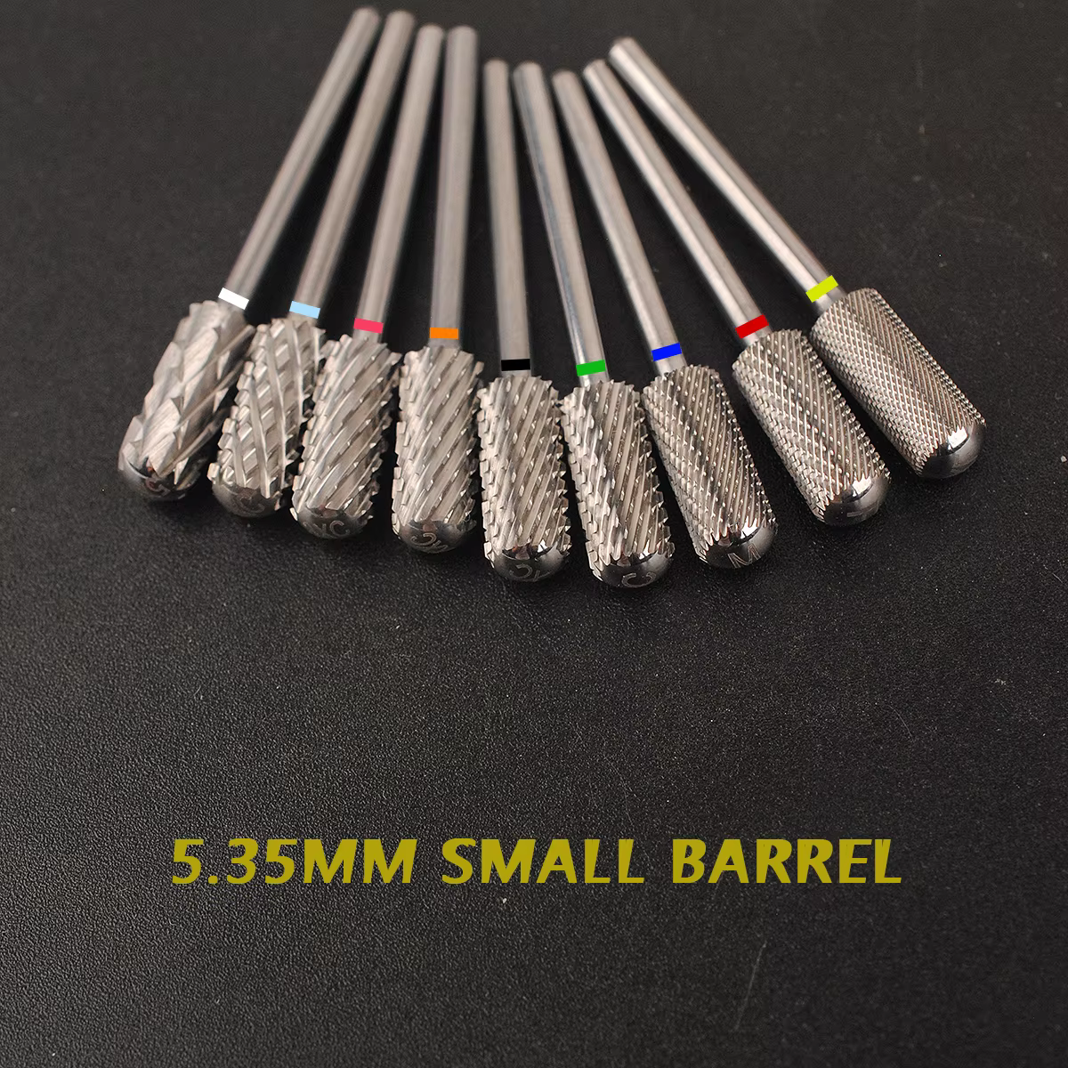 Forets à ongles en carbure de gel, petit baril de 5.3mm, mèches supérieures lisses, outil de manucur