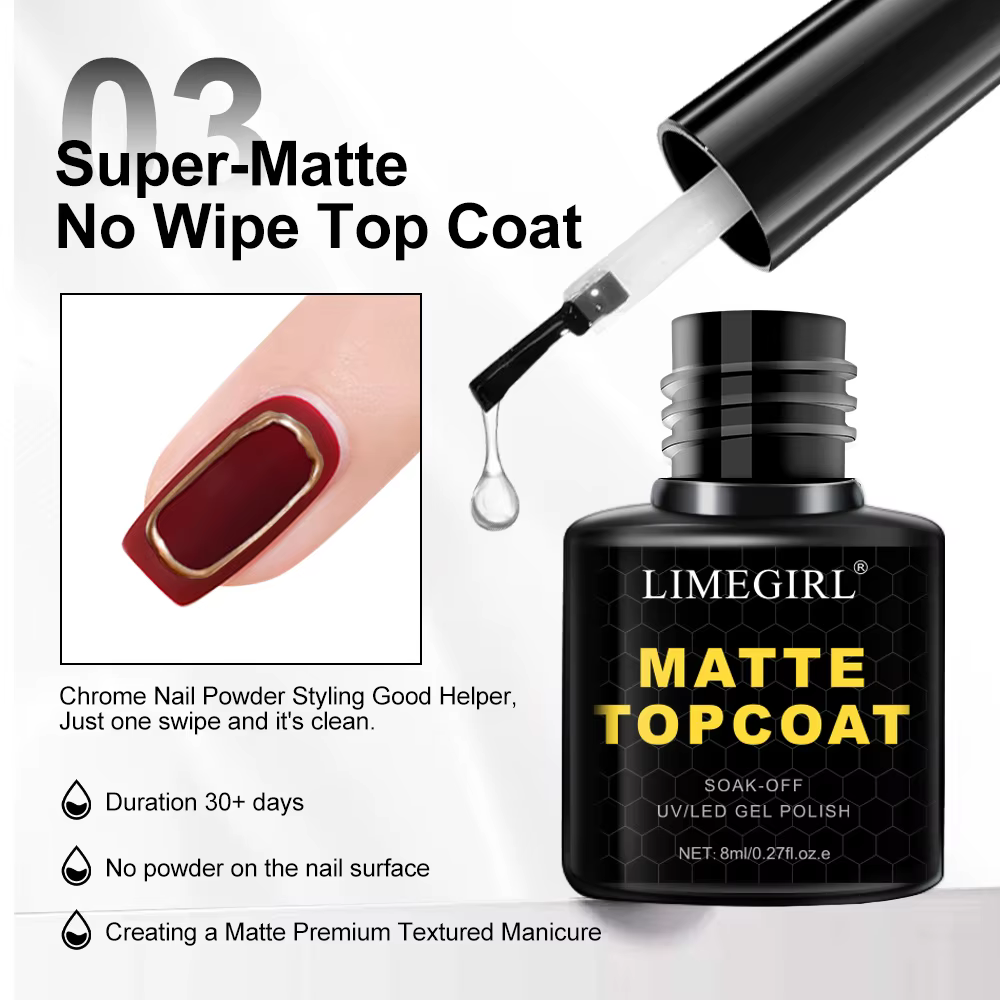 LIMEGIRL 8ml imbiber la couche de Base supérieure mate pour ongles vernis Gel UV Semi Permanent fonc