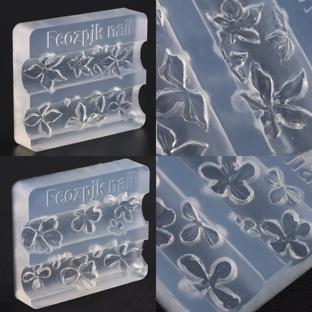 Moule de sculpture d'ongles en Silicone 3D, fleurs de lys en Relief, pétales de fleurs d'hibiscus, m