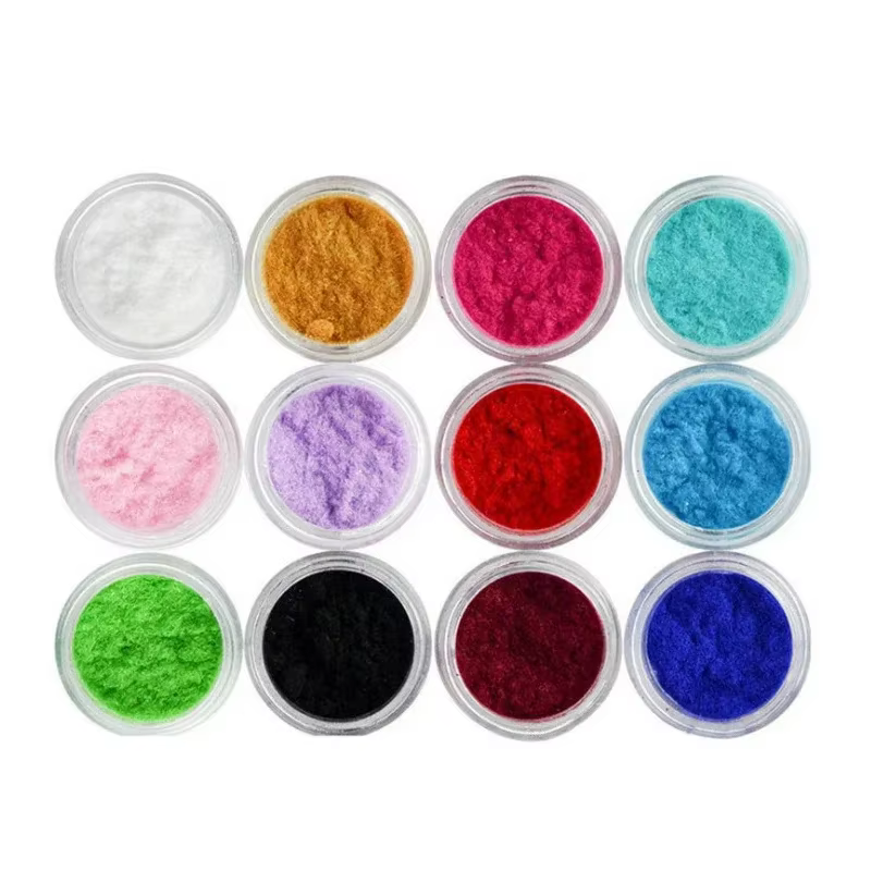 Poudre de velours pour nail art, 12 couleurs, paillettes floquées, pigment pour la création de motif