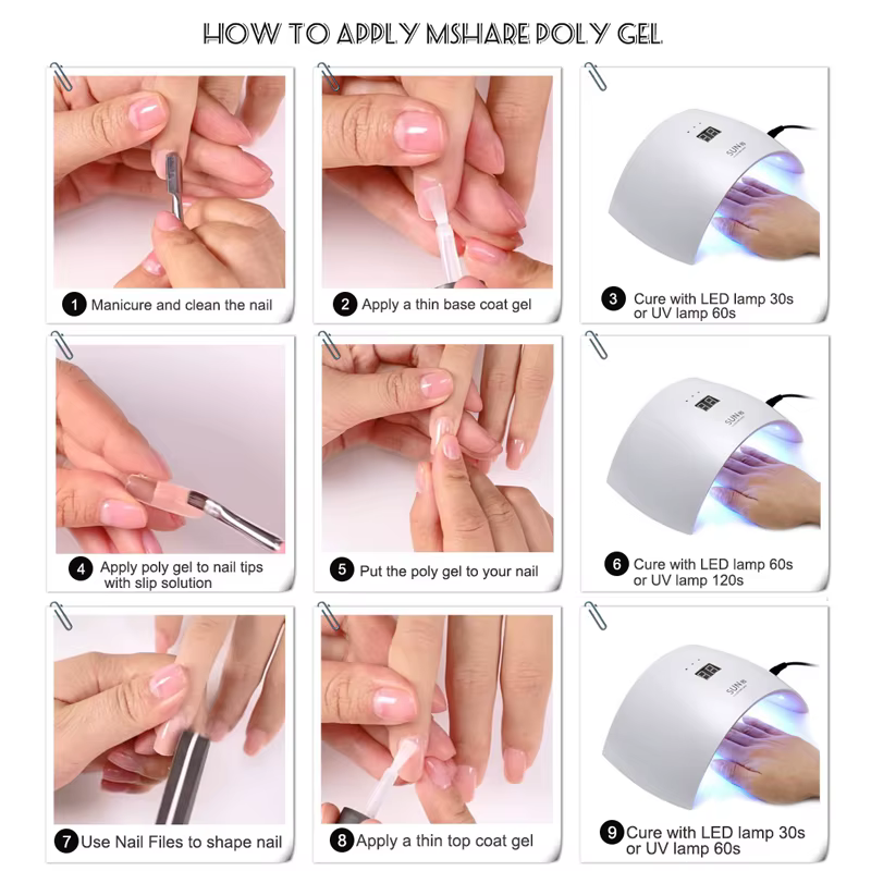 MSHARE Poly Gel d'extension d'ongle TPO Hema gratuit ongles blanc laiteux 60g Extension d'ongle Camo