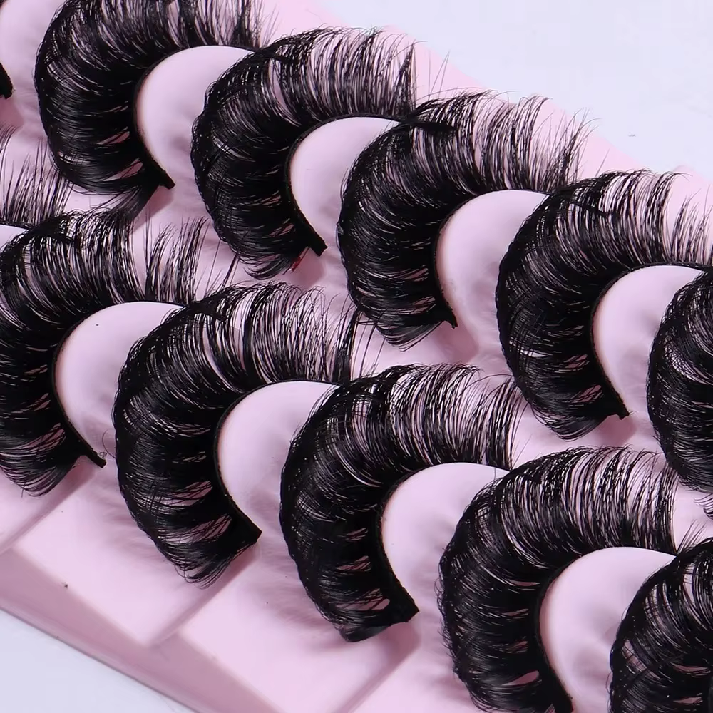 10 paires de cils à bande russe DD Curl cils 3D cils réutilisables moelleux faux cils Extensions rus