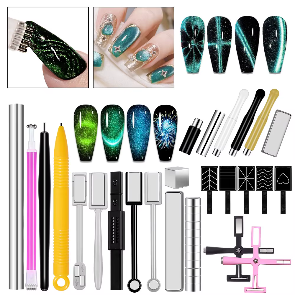 Kit de stylo baguette magnétique pour Nail Art, pour peinture sur Gel œil de chat 3D, baguette magné