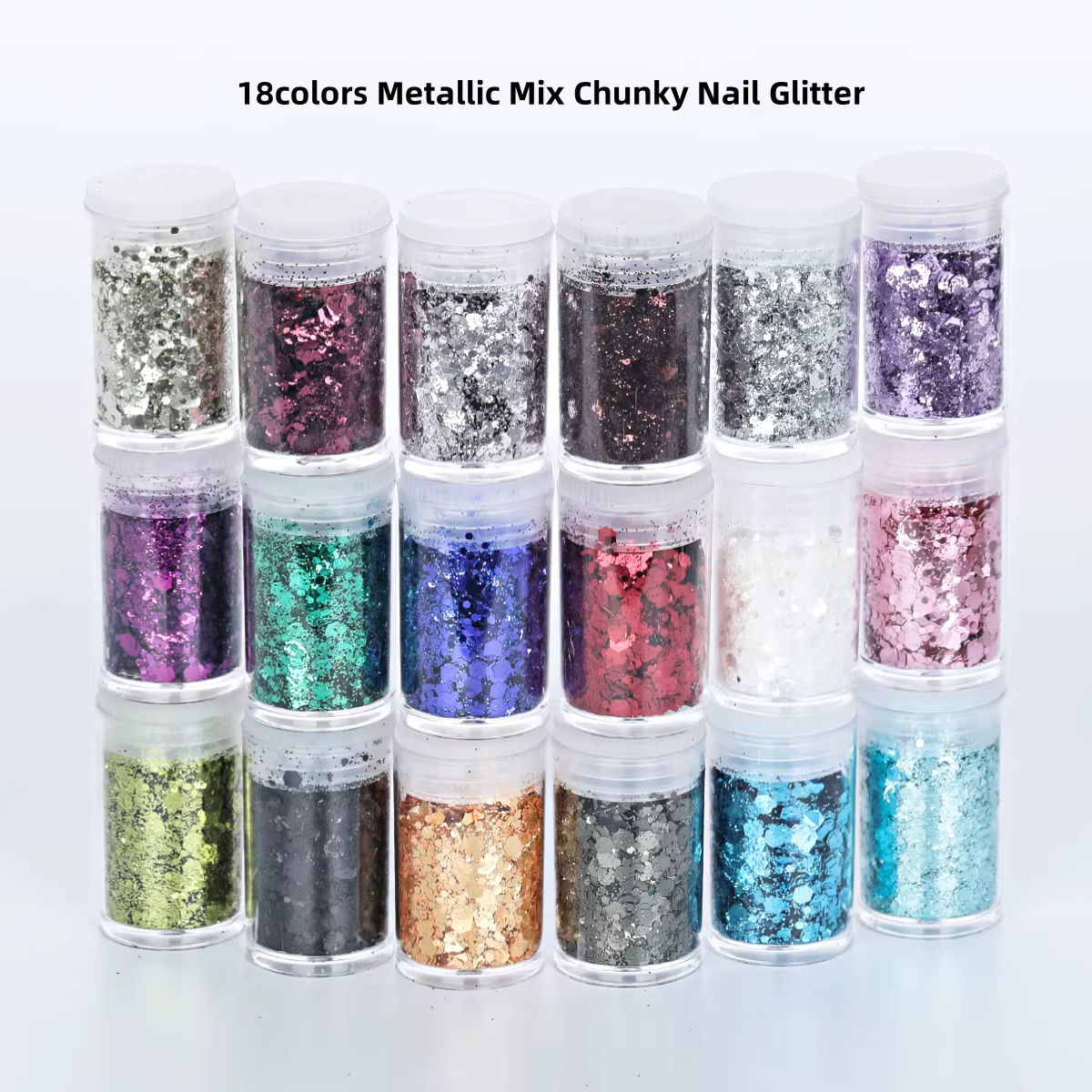 Poudre de paillettes holographiques pour ongles, 18 couleurs, 1/128 pouces, en résine, flocons de pa