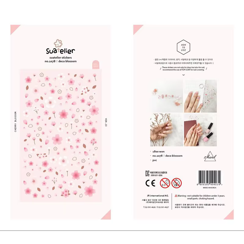 Autocollants pour ongles Suatelier Korea Sakura Flower, mini-découpes, matériaux de scrapbooking, fo