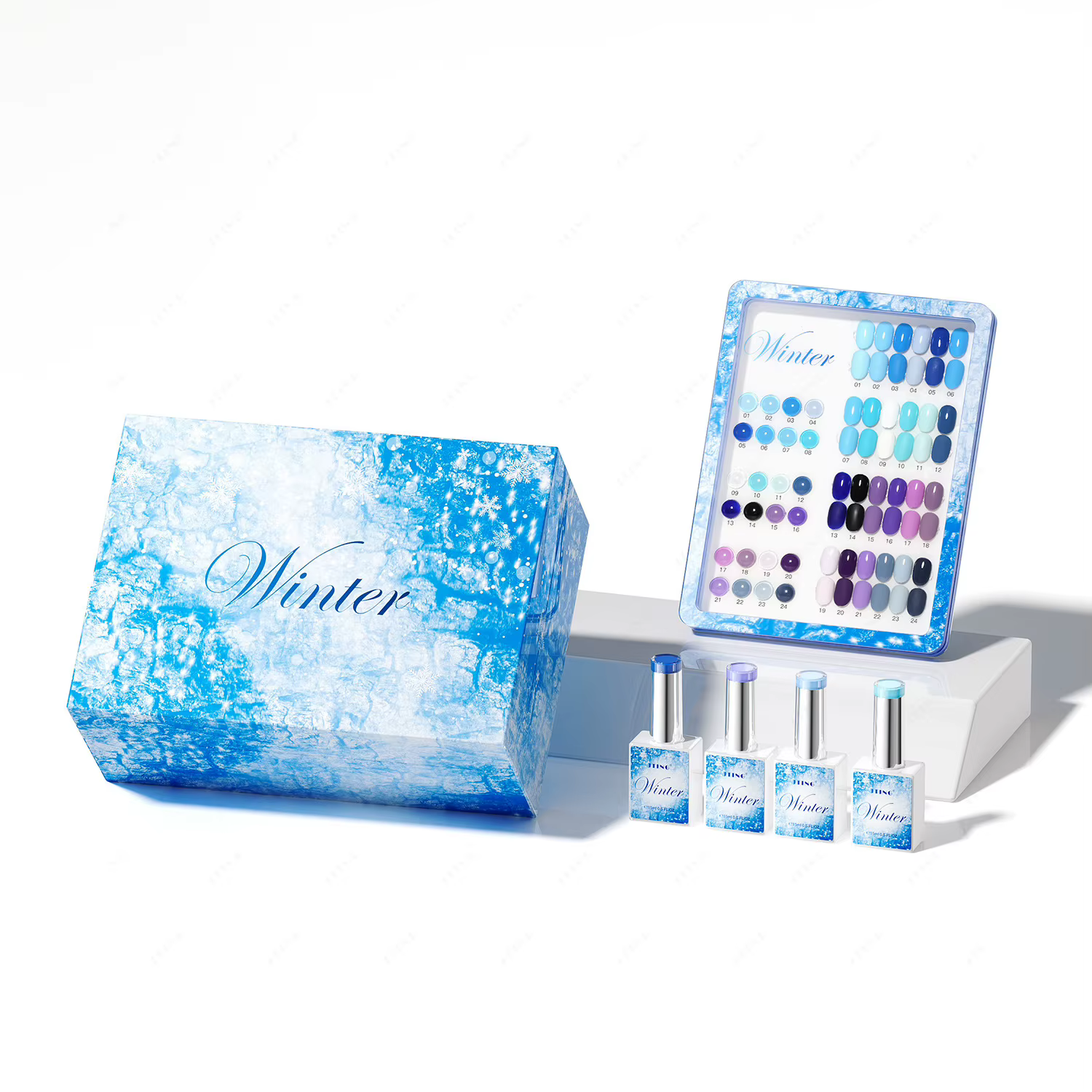 Eleanos bleu Royal hiver 24 pièces Gel vernis à ongles ensemble avec tableau d'affichage semi-perman