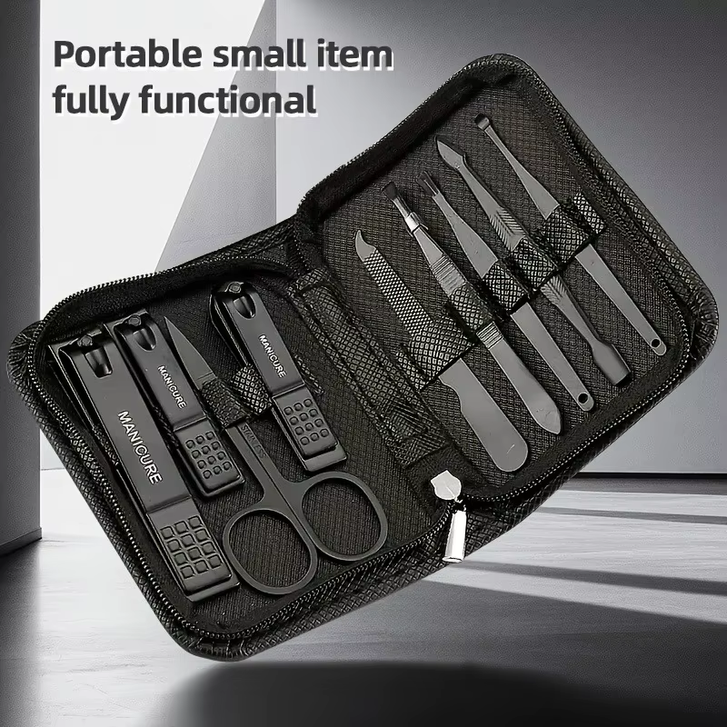 Kit de manucure et pédicure 9-en-1 pour femmes et hommes, ensemble d'outils de soin des ongles, kit
