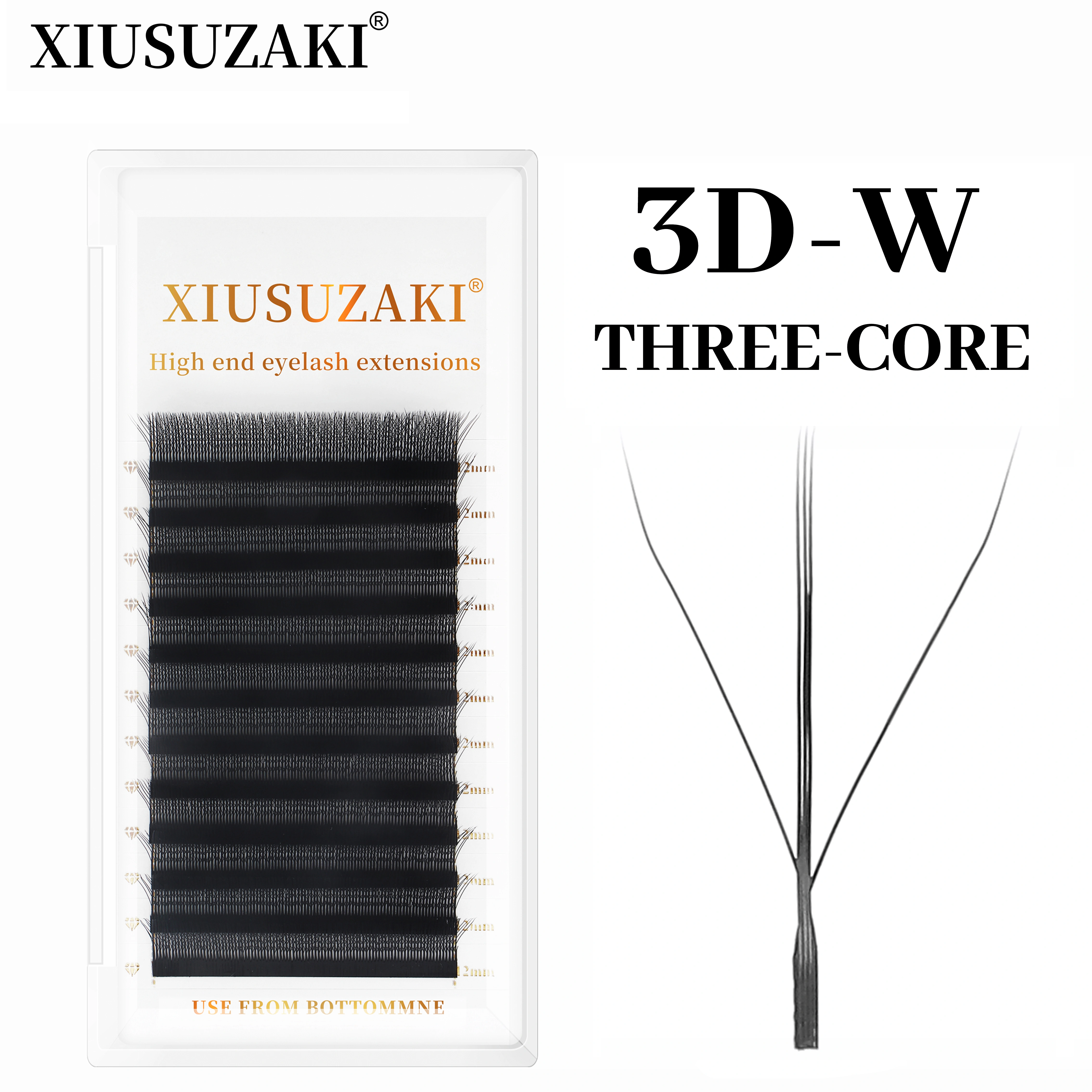 XIUSUZAKI 3D W trois cœurs Triple conseils cils W forme Extensions de cils Blister naturel préfabriq
