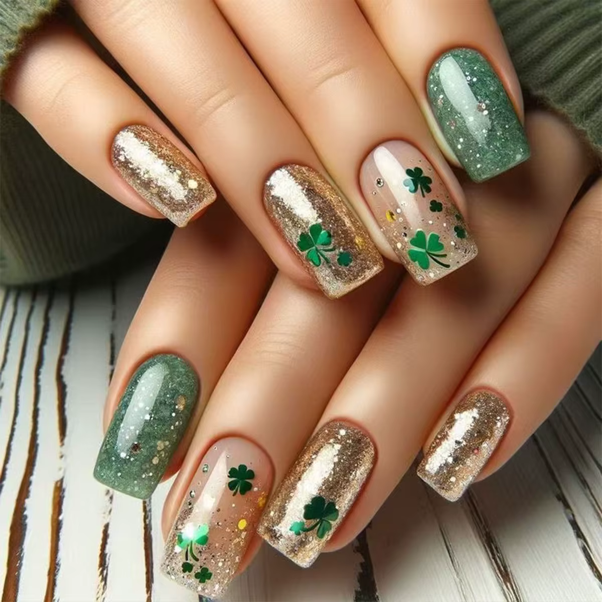 Faux ongles en acrylique, 24 pièces/ensemble, courts, moyens et longs, fleurs de printemps, pour la 