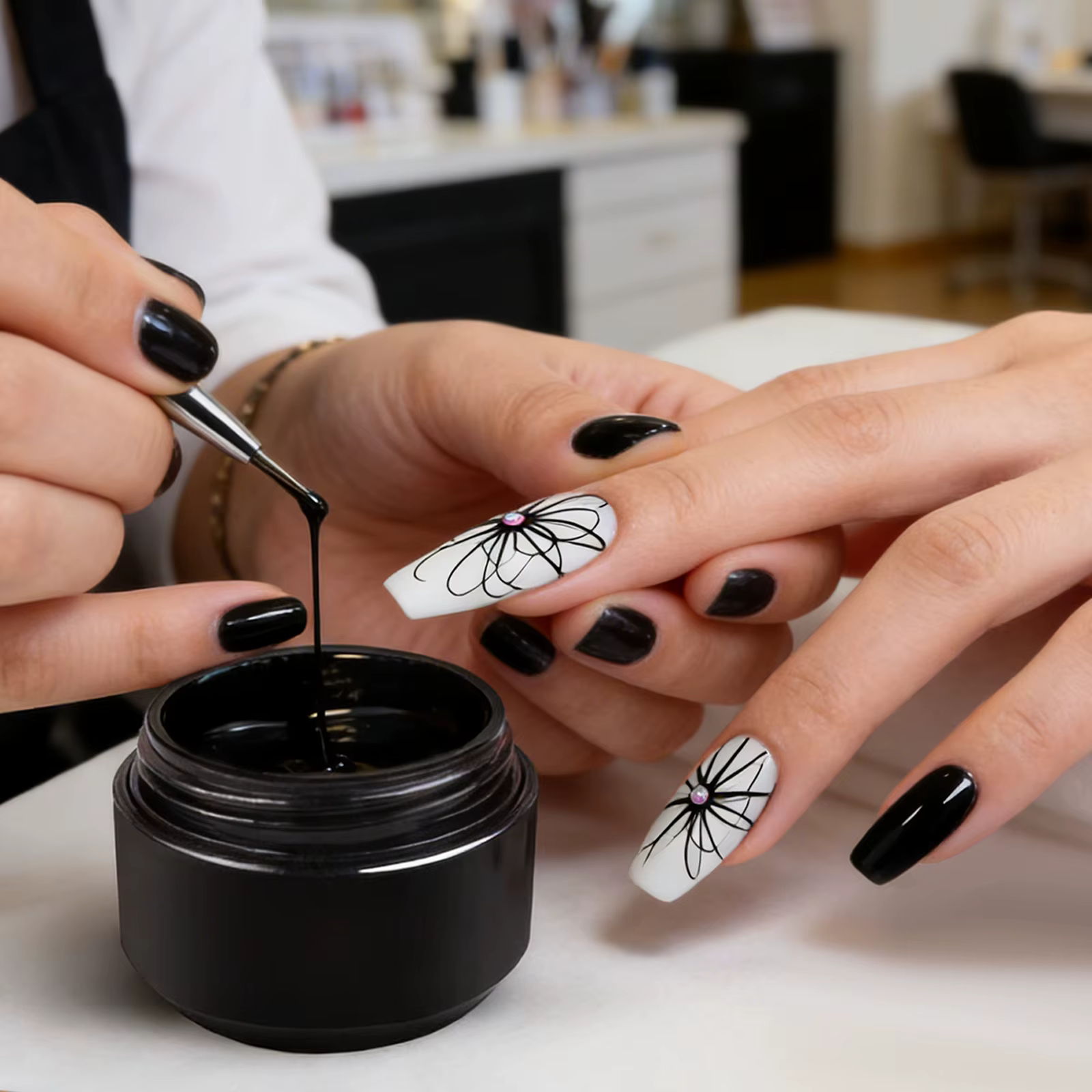 2 pièces Gel Spider pour Nail Art, Gel de traçage élastique pour dessin de lignes, Gel de dessin LED