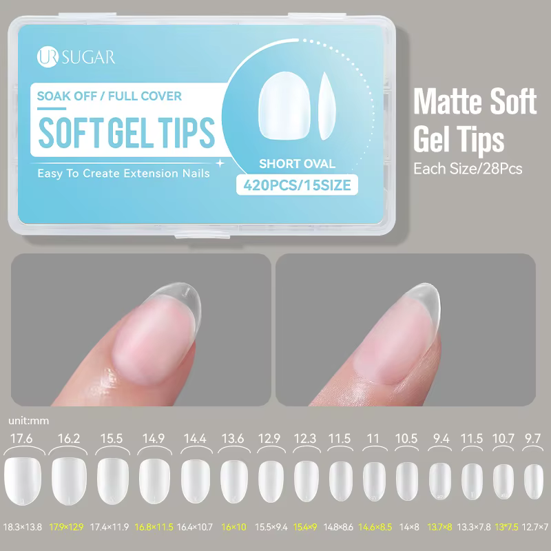 UR SUGAR 420 pièces/boîte mat doux Gel conseils couverture complète faux ongles conseils presse sur 