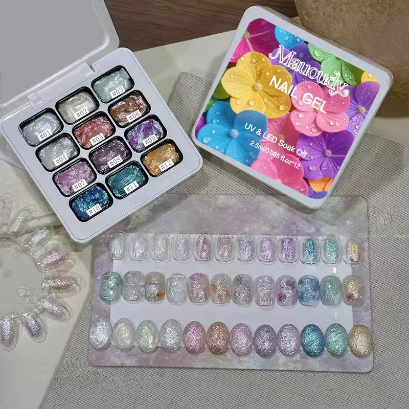 Gel solide 12 couleurs rose aurora fairy, gel UV pour ongles, charme pour nail art DIY, adapté aux t