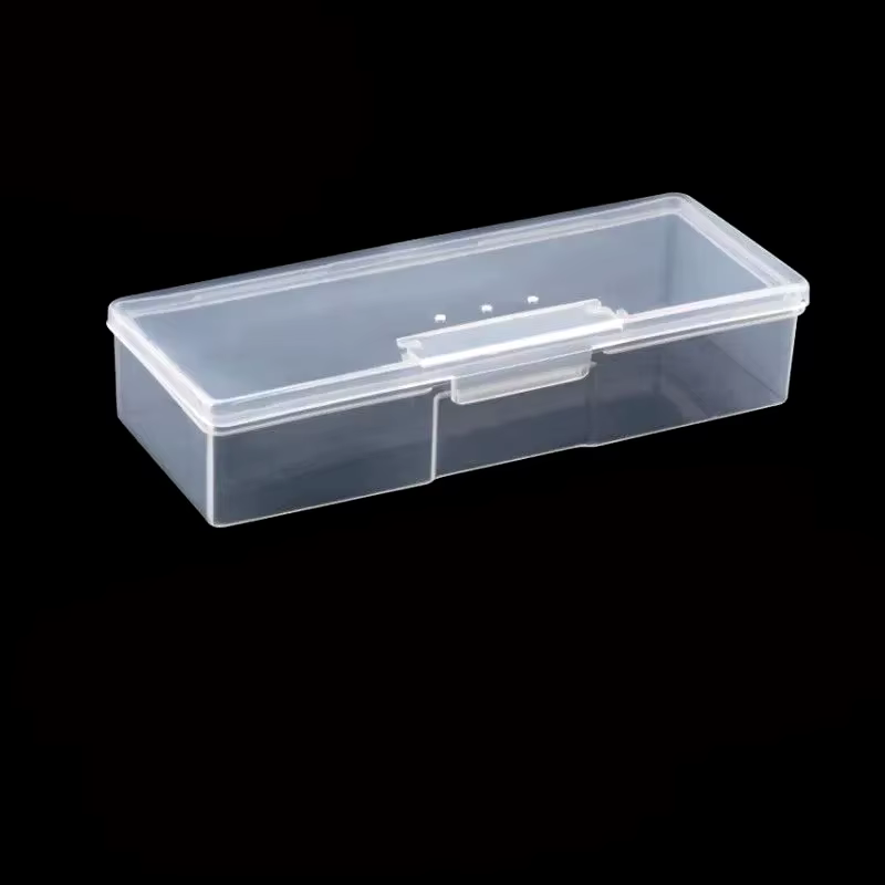 Nail Art Empty Storage Box Rectangle Plastic White Transparent Buffer Grinding Files Nail Rhinestone