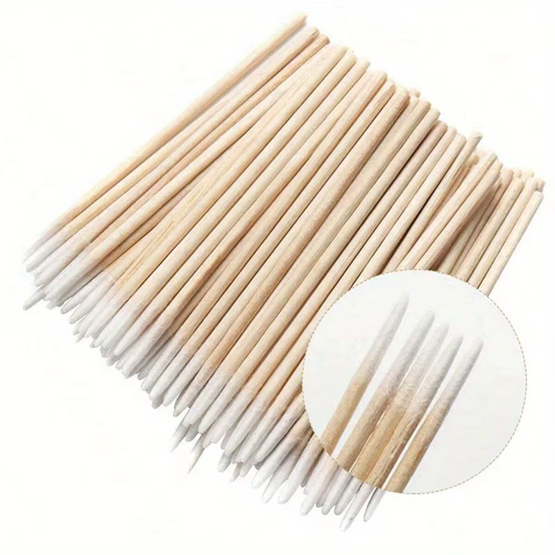 Coton-tige en bois pour ongles, 100 à 500 pièces, bâtons propres, pointe de bourgeon, tête en coton