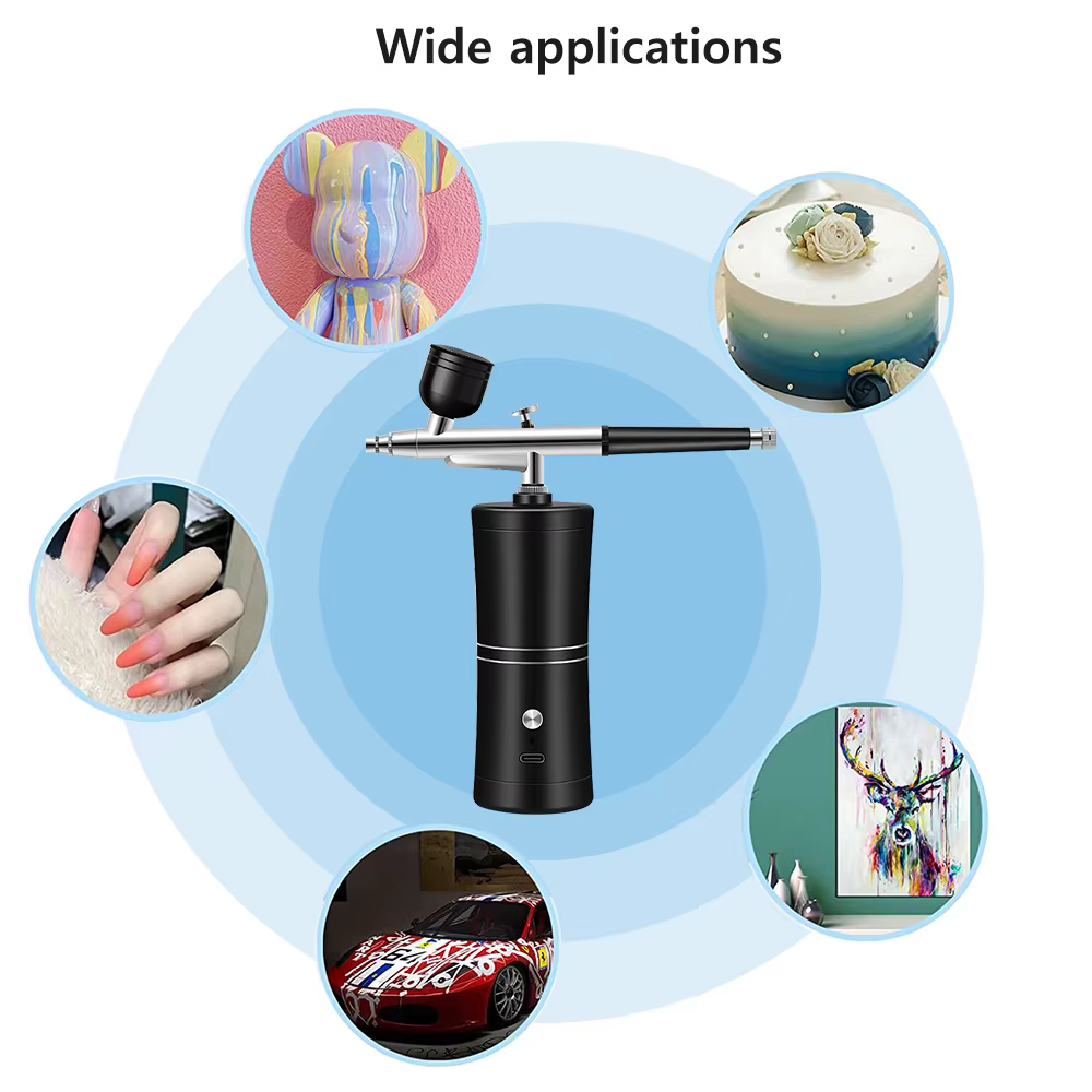 Aérographe avec compresseur pour la peinture des ongles, aérographe portable sans fil, mini pistolet