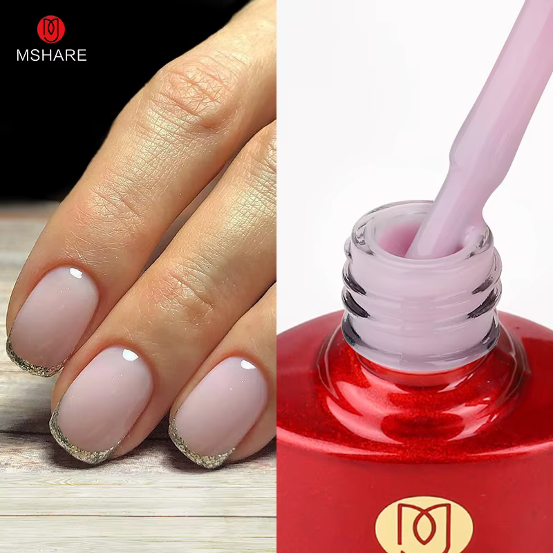MSHARE – Gel de caoutchouc Rose laiteuse, Camouflage pour Base d'ongles, couche de couleur, Gel UV L