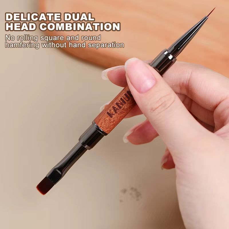 Brosse à ongles double extrémité, manche en bois de santal Kolinsky, revêtement et constructeur de G