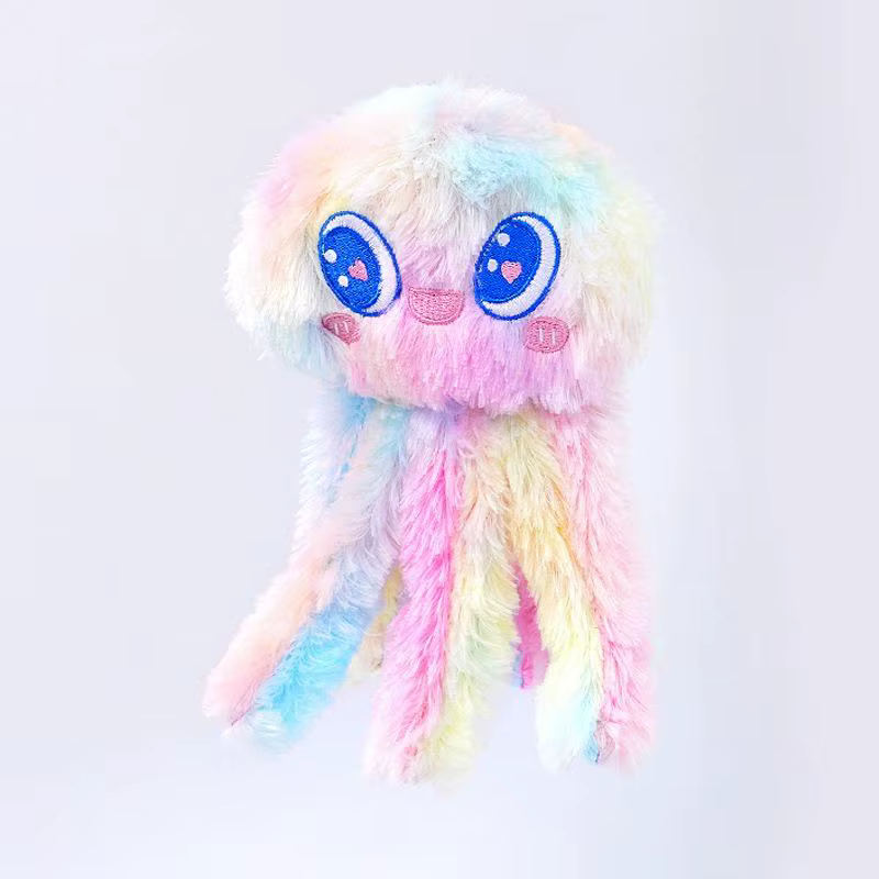 Jouet en peluche méduse colorée pour chien avec couineur, jouet à mâcher durable pour chiens de tail