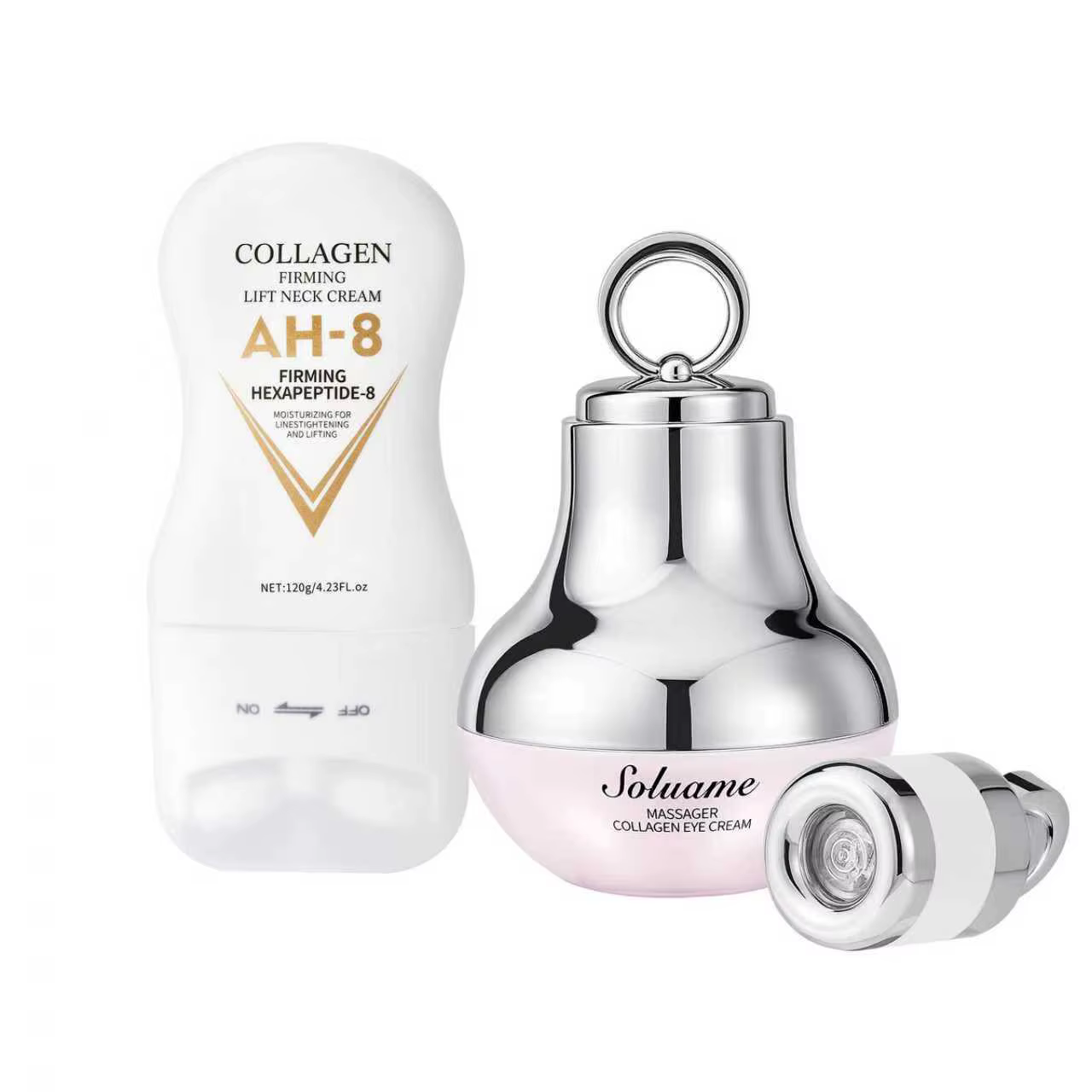 Ensemble de crème pour les yeux et crème pour le cou, Massage au collagène, Contour des yeux hydrata