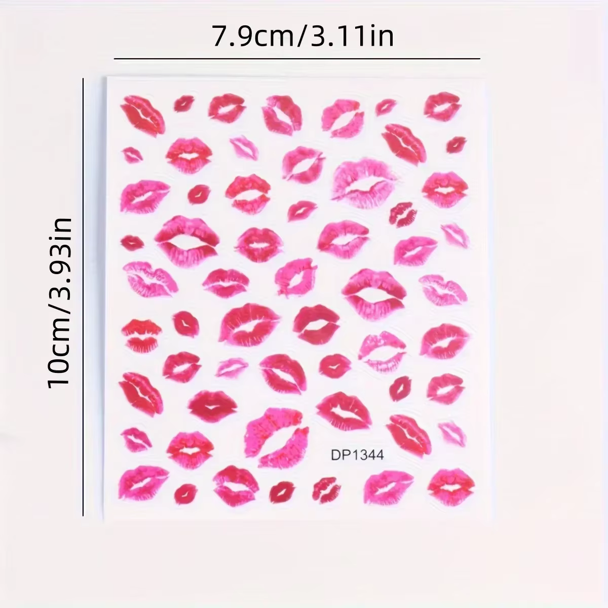 Autocollants pour ongles imprimés Fantasy Heart & Kiss – Autocollants auto-adhésifs à finition mate 