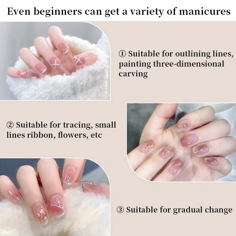 Ensemble de pinceaux pour Nail Art, 5 pièces, Kits de pinceaux pour ongles en Gel UV, ligne à rayure