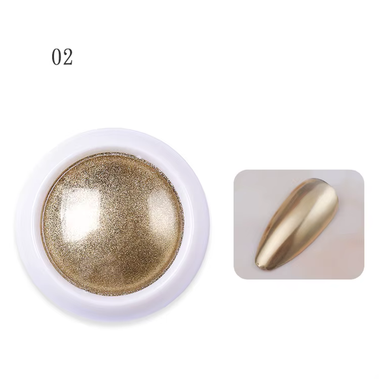 Poudre à ongles blanche miroir chromé, Pigment or argent frottant holographique aurore irisé métalli