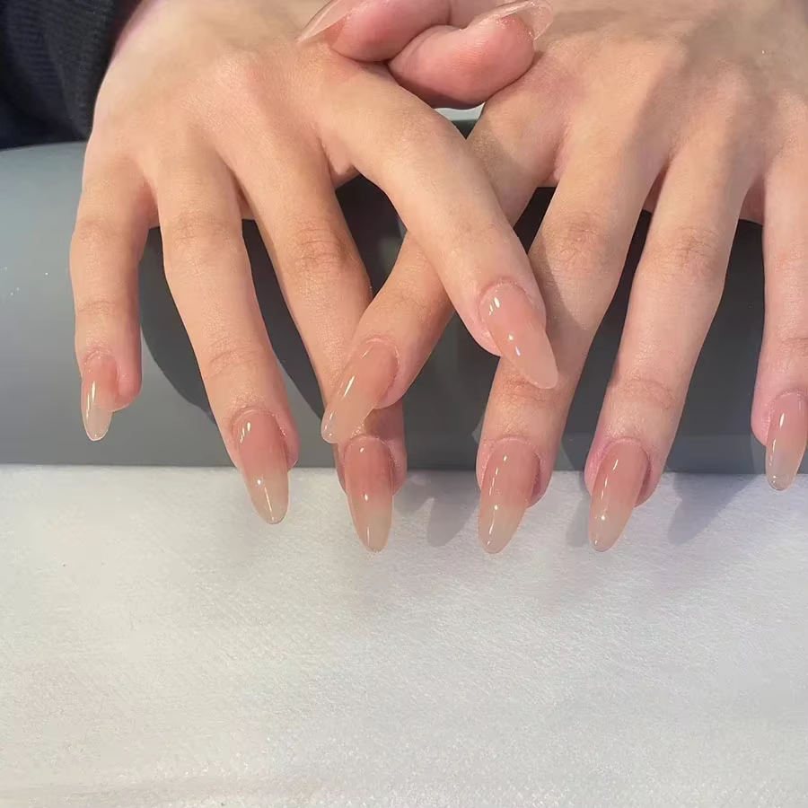 10 pièces presse à la main sur les ongles couverture complète strass Design français amande faux ong