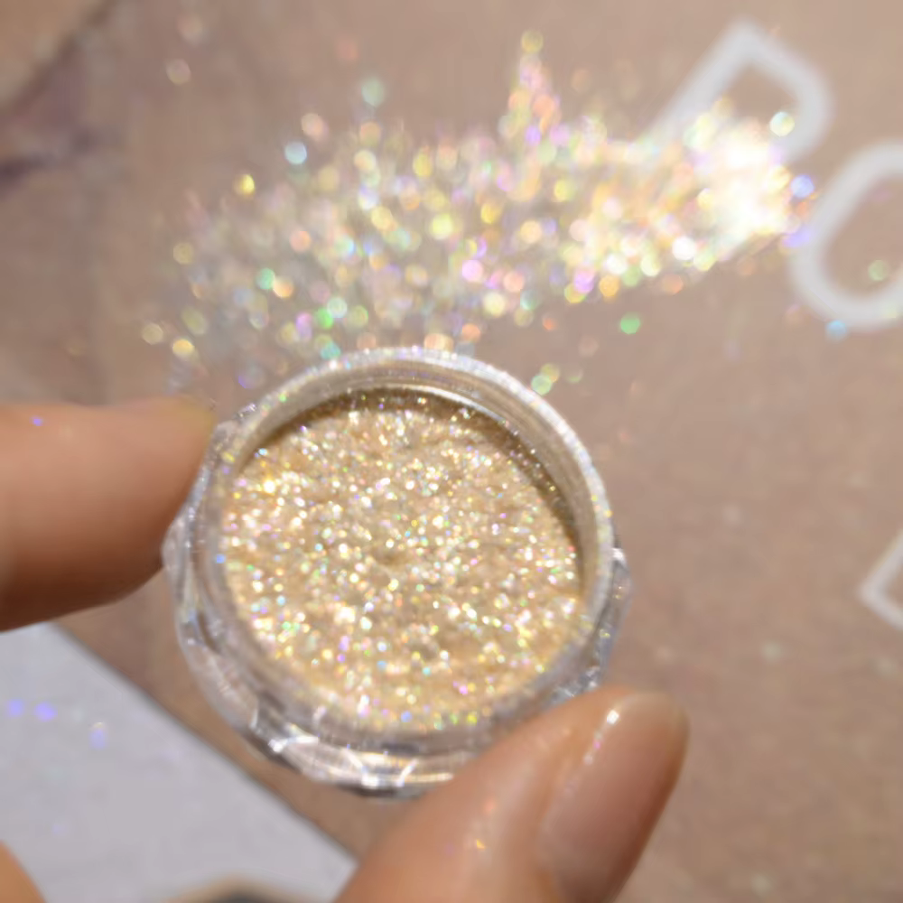Poudre à ongles opale dorée Super brillante, paillettes de sirène, flocons irisés ultra-fins, paille