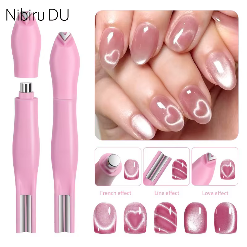 Bâton magnétique pour ongles œil de chat 3 en 1, motif serpent, cœur d'amour, œil de chat français, 